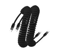 chubbycable Curly Chubby Lot de 2 câbles USB C enroulés en silicone 240 W [240 h sans affaissement] Câble de charge rapide spiralé pour voiture Cordon de chargeur rétractable pour Android Auto et