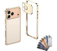 Chubbycase Ultra-Thin Metal Frame Heat Dissipation Case with Lens Protector for iPhone 17 Pro Max, Heat-Dissipation Grid, and Feather-Light Feel(Gold,for 17 Pro)