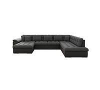 Best mobilier Canapé panoramique d'angle Chuck XXL convertible avec coffre 7 places Noir/Gris
