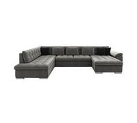 Chuck - canapé panoramique d'angle gauche XXL - convertible avec coffre - 7 places - Gris