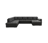 Chuck - canapé panoramique d'angle gauche XXL - convertible avec coffre - 7 places - Noir / Gris