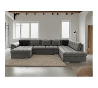Chuck - canapé panoramique XXL - convertible avec coffre - 7 places - droit - Gris