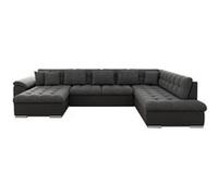 Bestmobilier - Canapé Panoramique en U Convertible avec Coffre Chuck en Simili Et Tissu - Canapé Lit - Grand Sofa XXL Gris 7 Places - Salon