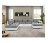 Chuck - canapé panoramique XXL - convertible avec coffre - 7 places - gauche - Gris / Blanc Gris / Blanc G