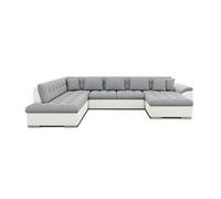 Chuck - canapé panoramique XXL - convertible avec coffre - 7 places - gauche - Gris / Blanc Gris / Blanc G