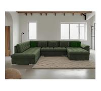 Chuck - canapé panoramique XXL - convertible avec coffre - 7 places - gauche - Vert