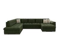 Chuck - canapé panoramique XXL - convertible avec coffre - 7 places - gauche - Vert