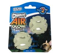 Chuckit! Balle pour chien Air Glow Ball – Phosphorescente, alvéolée Taille Small 5 cm - Pack de 2