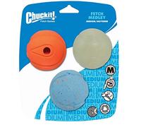 Chuckit! Fetch Medley Balls Medium Whistler, Max Glow, Rebounce -Pack of 3 Units
