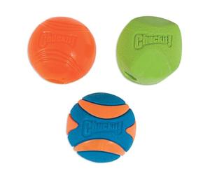 ChuckIt Fetch Medley Ensemble de 3 balles pour Chien | Chuckit! Lot de 3 balles pour chiens de taille moyenne, 6,3 cm ; lot de 3 balles Erratic, Strato et Ultra couineur
