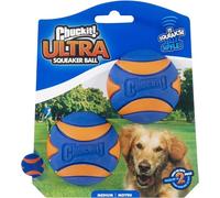 Chuckit! Balles pour chien Ultra Squeaker M 6 cm – qui couine – Bleu/Orange, lot de 2