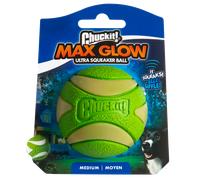 CHUCKIT! - Max Glow Ultra Squeaker Ball - Balle phosphorescente - Balle à couinements - Balle à poursuivre pour chiens
