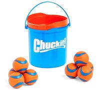 Chuckit! Ultra Ball - Jouet en Caoutchouc pour Chien - Ultra rebondissante et Durable - avec Seau - Compatible avec Les lanceurs - Lot de 8 balles (M)