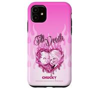 Chucky and Tiffany Till Death Flaming Heart Coque pour iPhone 11