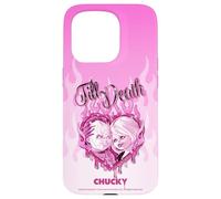 Chucky and Tiffany Till Death Flaming Heart Coque pour iPhone 15 Pro
