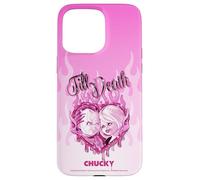 Chucky and Tiffany Till Death Flaming Heart Coque pour iPhone 15 Pro Max