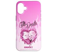 Chucky and Tiffany Till Death Flaming Heart Coque pour iPhone 16 Plus