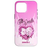 Chucky and Tiffany Till Death Flaming Heart Coque pour iPhone 16 Pro Max