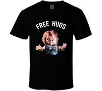 Chucky Free Hugs Childs Play Horror Movie Fan T Shirt BlackMedium
