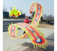 CHUDOU Dragon Dance Ribbons Longboi Phoenix Feather Dance Fitness Ruban lesté Ball Sac de Voyage (Rouge, 10 m)(Yellow,12M)