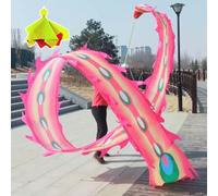 CHUDOU Dragon Dance Ribbons Longboi Phoenix Feather Dance Fitness Ruban lesté Ball Sac de Voyage (Rouge, 10 m)(Pink,6M)