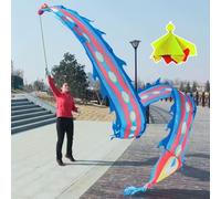 CHUDOU Dragon Dance Ribbons Longboi Phoenix Feather Dance Fitness Ruban lesté Ball Sac de Voyage (Rouge, 10 m)(Blue,12M)