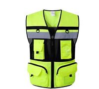 CHUDOU Gilets de sécurité, combinaison réfléchissante respirante, gilet de sécurité réfléchissant à fil à faible élasticité, gilets réfléchissants haute visibilité(Yellow_L)
