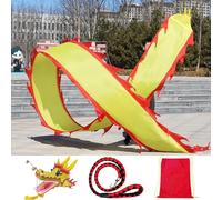 CHUDOU Ruban de Fitness Dragon Dance en Forme de Dragon Boi Ruban de Danse Lavable Cerf-Volant Fitness Ceinture rotative tête de Dragon 3D(Rouge,6M)(Yellow,10M)