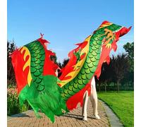 CHUDOU Rubans de Danse du Dragon Ruban de Streamer de Danse de Fitness Dragon Poi avec tête de Dragon 3D Multicolore 8-10 m (Rouge, 10 M)(Red,10M)