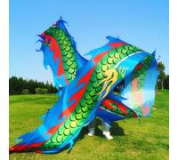 CHUDOU Rubans de Danse du Dragon Ruban de Streamer de Danse de Fitness Dragon Poi avec tête de Dragon 3D Multicolore 8-10 m (Rouge, 10 M)(Blue,10M)
