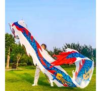 CHUDOU Rubans de Danse du Dragon Ruban de Streamer de Danse de Fitness Dragon Poi avec tête de Dragon 3D Multicolore 8-10 m (Rouge, 10 M)(White,8M)