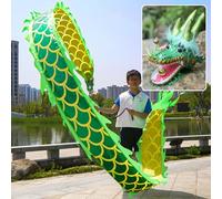 CHUDOU Rubans De Danse du Dragon Ruban Dragon Poi avec Tête De Dragon for Enfants Et Débutants Multicolore Plusieurs Tailles (Rouge, 2 M (6,5 Ft))(Green,3.0 M (10 Ft))