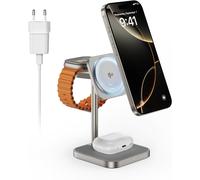 CHUE-Qi2 Chargeur Iphone Et Apple Watch,15W Certifié [Qi2 Avec Magsafe] En Aluminium,Petite Taille Essentiels Voyage Bureau,Chargeur Induction Pour Apple 16 Pro Max Plus 15 14 5W Airpods Iwatch