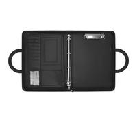 CHUEHKAK Conférencier A4 avec fermeture éclair - En cuir - Étanche - Avec classeur à anneaux et porte-bloc - Noir