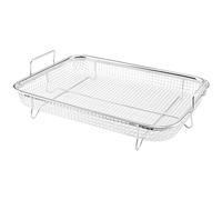 CHUEHKAK Grille de Barbecue en Acier Inoxydable, Panier de Cuisson avec Poignée, 30 x 22 x 5 cm, pour Rôtir, Laver les Légumes et les Fruits