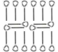 CHUEHKAK Lot de 16 piton à visser， vis à œillet M6, vis à œil soudées en acier inoxydable, 70 mm, pour montage et suspension, argent