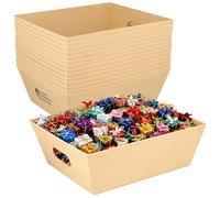CHUEHKAK Panier Cadeau Vide à Garnir - Lot de 15 Corbeilles de Présentation en Papier Kraft avec Poignées - 25 x 21 x 9 cm - Pour Anniversaire, Noël, Mariage, Saint-Valentin, Pâques
