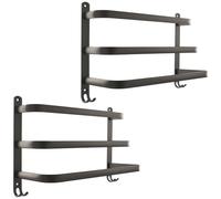 CHUENKUK Lot de 2 Porte Serviette sans Percage, Porte Serviette Mural 40 x 25 cm, Accroche Serviette 3 étages pour Salle de Bain, Cuisine (Aluminium)