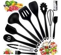 CHUER Ustensiles de Cuisine, 10 Pièces Ustensiles de Cuisine Silicone Comprend Porte-Ustensile - Outil de Cuisine Antiadhésif pour Cuisine Écumoire,Louche, Spatule,Cuillère à pâtes - Anti-Rayures