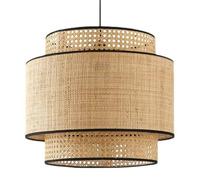 CHUERAK Lampe suspendue en bambou tissu rétro japonais Lampe tissée à la main Abat-jour en rotin d'Asie du Sud-Est Lampe suspendue circulaire nordique pour salle à manger, salon, chambre, cuisine