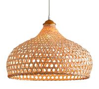 CHUERAK Lampes en bambou de style japonais Suspension chinoise en rotin naturel Lampe suspendue rustique de ferme abat-jour tissé en osier bohème pour îlot de cuisine
