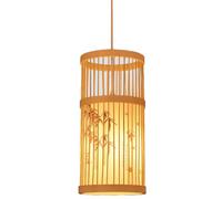 CHUERAK Lustre en imitation peau de mouton style tube en bambou Lampe suspendue chinoise en rotin Lampe suspendue Rustique Abat-jour tissé en osier bohème pour île