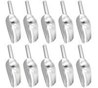 CHUIFAI Lot de 10 petites Pelle à Glace, 19 cm, en acier inoxydable pour machine à glaçons, pour bonbons, cuisine, bar, fête, mariage, nourriture pour chien, pelle de plage, Argent