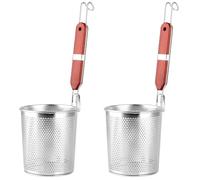 CHUIFAI Lot de 2 Paniers à Pâtes Micro-perforés en Acier Inoxydable, Passoires à Pâtes, Fine Mesh Skimmer Cuisine Tamis Fin en Maille avec poignée en Bois,pour raviolis et nouilles, 13 cm