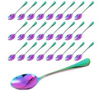 CHUIFAI Lot de 25 petite cuillère a cafe arc-en-ciel de 13,5 cm de long, en acier inoxydable avec revêtement en titane coloré, petite cuillère pour dessert, expresso, céréales