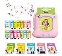 Chujayng Cartes Flash Parlantes pour Enfants 2 à 6 Ans,112 Feuilles 224 Mots, Cartes Parlante Montessori Français, Jouets éducatifs Bilingues/Français/Anglais(Rose)
