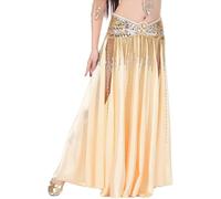 Chukamalilayi Jupe de danse orientale en satin pour femme, doré, Taille unique
