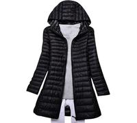 Chukamalilayi Veste en duvet légère pour femme - Doudoune longue et compressible avec capuche - Imperméable - Compressible - Plume, Noir , XL