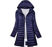 Chukamalilayi Veste en duvet légère pour femme - Doudoune longue et compressible avec capuche - Imperméable - Compressible - Plume, bleu marine, L