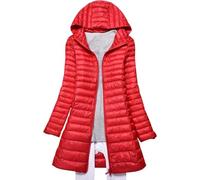Chukamalilayi Veste en duvet légère pour femme - Doudoune longue et compressible avec capuche - Imperméable - Compressible - Plume, Rouge, L
